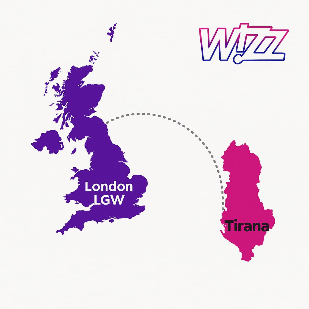 image Wizz Air nis fluturime të reja direkte nga London Gatwick në Tiranë – nga 26 tetori 2025